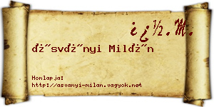 Ásványi Milán névjegykártya