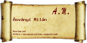 Ásványi Milán névjegykártya